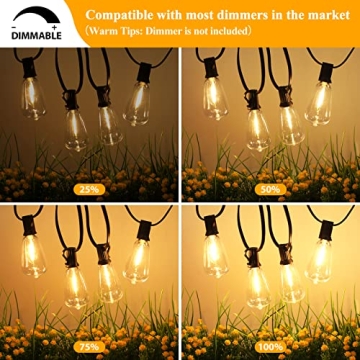 Brightever LED Outdoor String Lights 100FT - Vintage Style Ambiance!