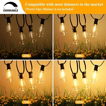 Brightever LED Outdoor String Lights 100FT - Vintage Style Ambiance!