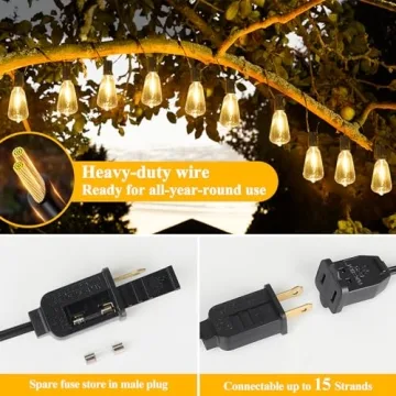 Brightever LED Outdoor String Lights 100FT - Vintage Style Ambiance!