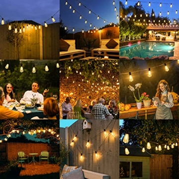 Brightever LED Outdoor String Lights 100FT - Vintage Style Ambiance!