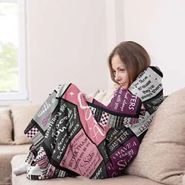 Ruvinzo Sister Gifts, Sister Birthday Gifts from Sister, Best Friend Birthday Gift for Women, Bestie Gifts for Women, Big Sister Gift from Little Sister Blanket 60” x 50”, Soul Sister Gifts for Girls
