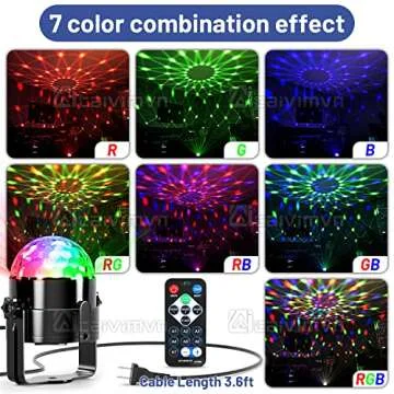 Disco Ball, Disco Ball Light caivimvn Sound Activated Party Lights with Remote Control Dj Lights, 7 ...