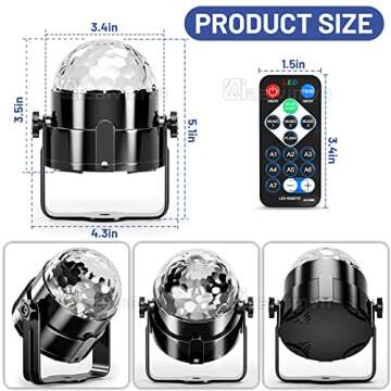 Disco Ball, Disco Ball Light caivimvn Sound Activated Party Lights with Remote Control Dj Lights, 7 Color Modes Disco Light for Home Room Dance Parties Birthday DJ Bar Pub Club Karaoke Xmas Wedding