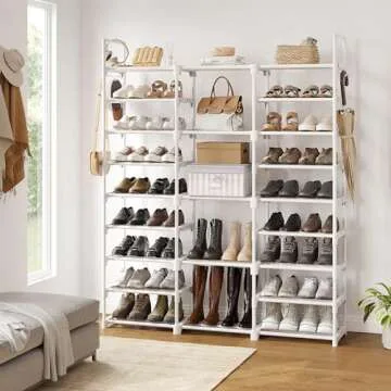 WOWLIVE 9 Tiers Large Shoe Rack White Shoe Rack Organizer for Closet 50-55 Pairs Stackable Heavy Dut...