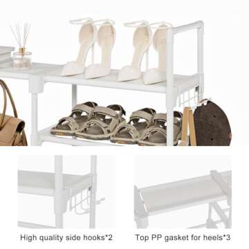 WOWLIVE 9 Tiers Large Shoe Rack White Shoe Rack Organizer for Closet 50-55 Pairs Stackable Heavy Duty Shoe Rack Shelf Shoe Storage with Metal Pipes Plastic Connectors