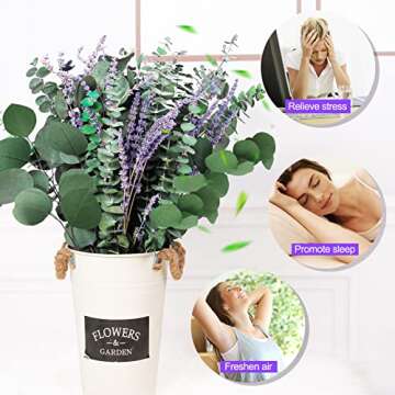 115 PCS Large Dried Preserved Eucalyptus Stems & Lavender Flowers Bundle for Shower, 17'' Real Fresh...