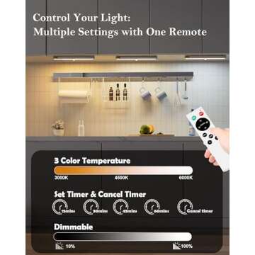 SZOKLED 20LED Under Cabinet Lighting Remote Control, Wireless Under Cabinet Lights Rechargeable Under Counter Lights for Kitchen, Hallway, Display, Multiple Colors 4 Pack