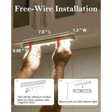 SZOKLED 20LED Under Cabinet Lighting Remote Control, Wireless Under Cabinet Lights Rechargeable Under Counter Lights for Kitchen, Hallway, Display, Multiple Colors 4 Pack