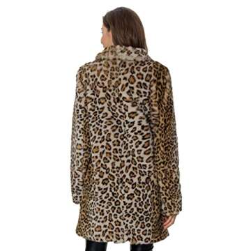 Bellivera Faux Fur Jacket Coat Womens Leopard Jacket Long Sleeve Winter Warm Fluffy Parka Overcoat O...