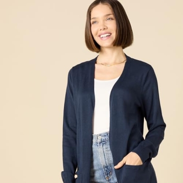 Stylish Women's Lightweight Cardigan Sweater in Navy