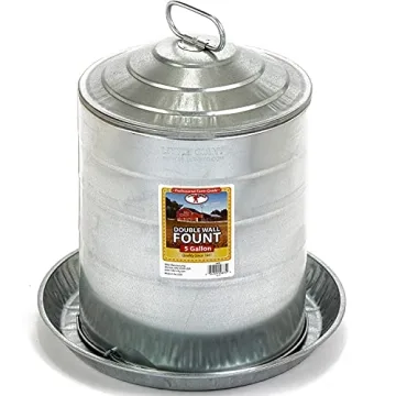 Miller Manufacturing Little Giant 5 Gallon Double Wall Galvanized Steel Poultry Fount Fountain Autom...
