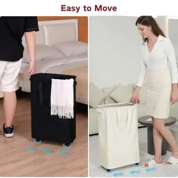 efluky Slim Laundry Basket with Wheels for Small Spaces