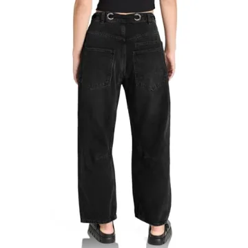 Stylish Barrel Horseshoe Jeans for Women with Pockets