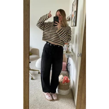 Stylish Barrel Horseshoe Jeans for Women with Pockets