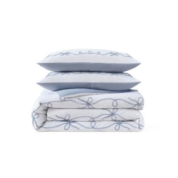 Peri Home Bow Bedding Duvet Cover 100% Cotton Vintage Style