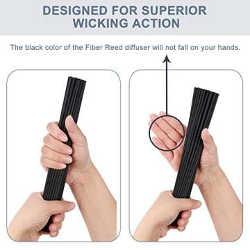 HOSSIAN 50pcs Diffuser Sticks - Fragrance Refill Black Fibre Reed Thick Diffuser Sticks for Diffuser Oils (7.5/19cm)