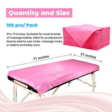 100pcs Massage Table Sheets, Disposable Bed Sheets Non woven Spa Bed Cover Breathable For Massage Sp...