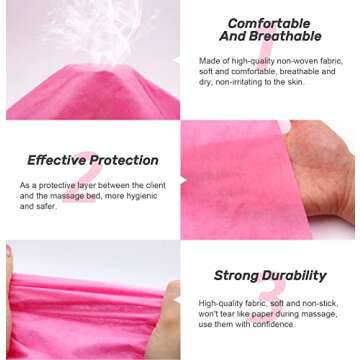 100pcs Massage Table Sheets, Disposable Bed Sheets Non woven Spa Bed Cover Breathable For Massage Spa Lash Tattoos, 31" x 71" Pink