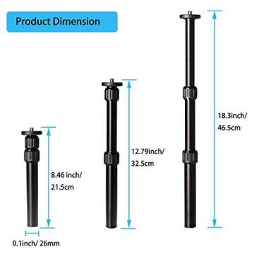 Tripod Center Column Extension Camera Mount Extender Telescopic Rod 3 Section Pole for Monopod DSLR ...