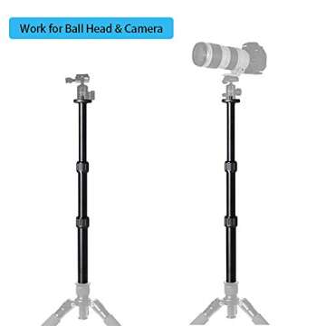 Tripod Center Column Extension Camera Mount Extender Telescopic Rod 3 Section Pole for Monopod DSLR Photo Studio Outdoor Macro Shooting