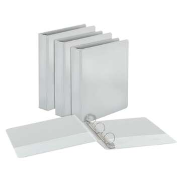 Cardinal 1.5 Inch 3 Ring Binder, Round Ring, White, 4 Pack, Holds 350 Sheets (79517)