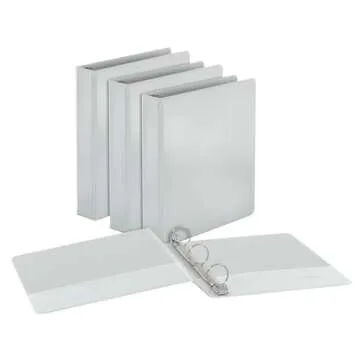 Cardinal 1.5 Inch 3 Ring Binder, Round Ring, White, 4 Pack, Holds 350 Sheets (79517)