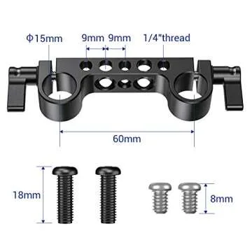 SmallRig Super Lightweight 15mm Railblock, 15mm Rod Clamp with 1/4"-20 Thread for Sony for Canon and Other 15mm DSLR Camera Rig Shoulder Support Rail System, Pack of 2