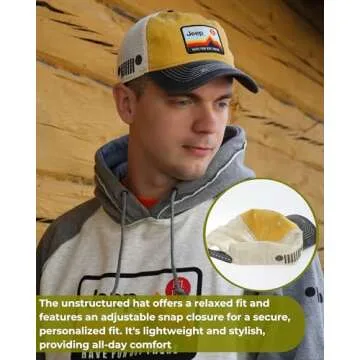 Jeep Have Fun Out There Patch Garment Washed Trucker Hat Unstructured (US, Alpha, One Size, Yellow)