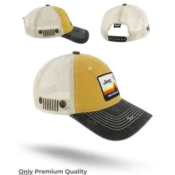 Jeep Have Fun Out There Patch Garment Washed Trucker Hat Unstructured (US, Alpha, One Size, Yellow)