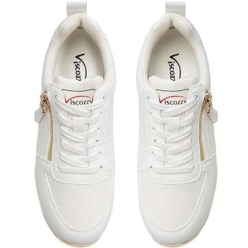 Viscozzy High Heel Wedge Sneakers for Women Dressy Platform Hidden Wedge Tennis Shoes Lightweight Fashion Heeled Sneakers Lace Up Women W139-SZW36-WHITE-9