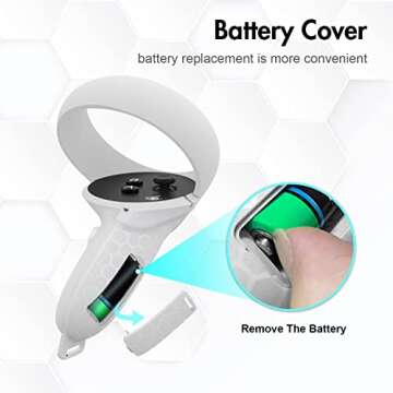 AMVR Touch Controller Grips for Oculus Quest 2 - Adjustable Leather Hand Straps with Battery Door Op...