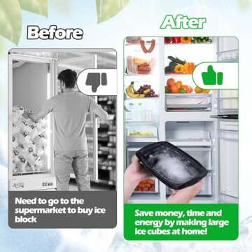 XANGNIER Extra Large Ice Block Mold,2 Pack 4.7lbs Ice Cubes for Cold Plunge or Coolers,Reusable Sili...