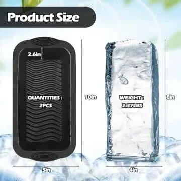 XANGNIER Extra Large Ice Block Mold,2 Pack 4.7lbs Ice Cubes for Cold Plunge or Coolers,Reusable Silicone Ice Molds for Ice Bath Chiller,Big Ice Tray