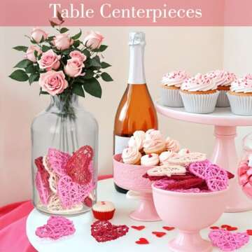 DomeStar 18PCS Heart Rattan Balls, Valentines Day Rattan Balls Natural Wicker Heart Shaped Balls 3 Colors for Valentine's Day Wedding DIY Craft Home Decor Vase Fillers