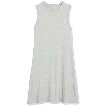 Amazon Essentials Women's Jersey Relaxed-Fit Muscle-Sleeve Swing Dress (Previously Daily Ritual), Light Grey Heather, Medium