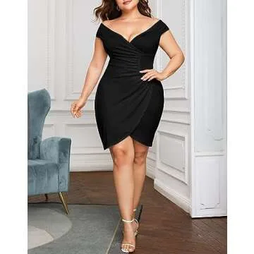 LAPA Plus Size Elegant Wrap Deep V Dress for Women