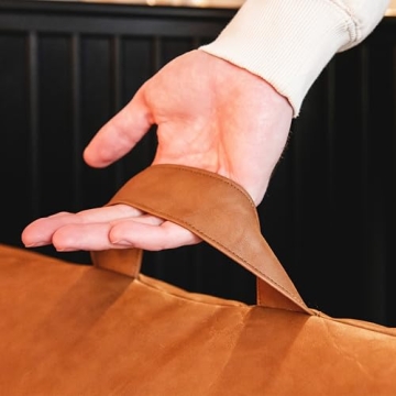 Big Joe Dorm Bean Bag Chair with Drink Holder and Pocket, Caramel Vegan Leather, Kids and Teens, 3 feet