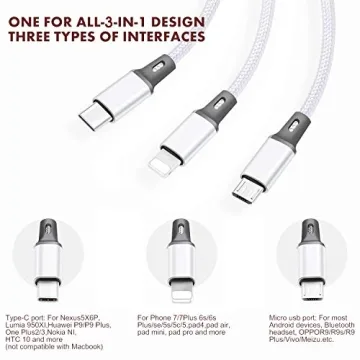Multi USB Charging Cable 3A Fast Charger 3 in 1