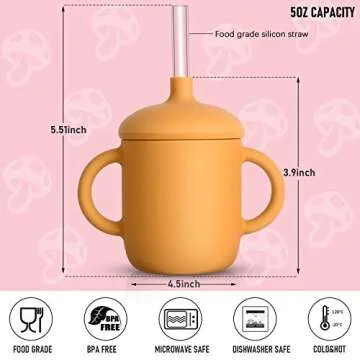 LUOWAN Silicon Sippy Trainer Straw Cups for Baby, Toddler, and Child Feeding with 2 Handles, BPA-Free…
