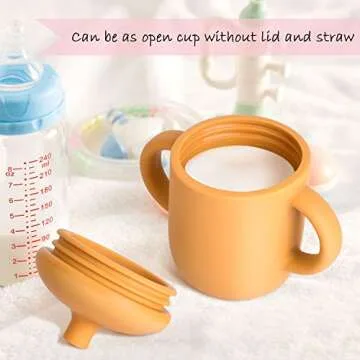 LUOWAN Silicon Sippy Trainer Straw Cups for Baby, Toddler, and Child Feeding with 2 Handles, BPA-Free…