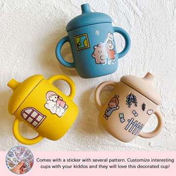 LUOWAN Silicon Sippy Trainer Straw Cups for Baby, Toddler, and Child Feeding with 2 Handles, BPA-Free…