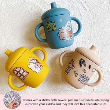 LUOWAN Silicon Sippy Trainer Straw Cups for Baby, Toddler, and Child Feeding with 2 Handles, BPA-Free…