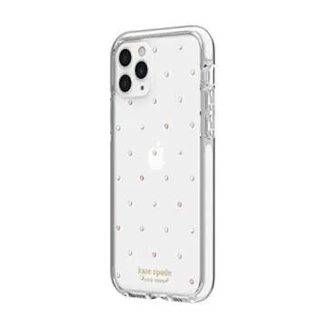 kate spade new york Pin Dot Case for iPhone 11 Pro,Polyurethane,Scratch-resistant - Defensive Hardshell with White Bumper