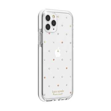 kate spade new york Pin Dot Case for iPhone 11 Pro,Polyurethane,Scratch-resistant - Defensive Hardshell with White Bumper