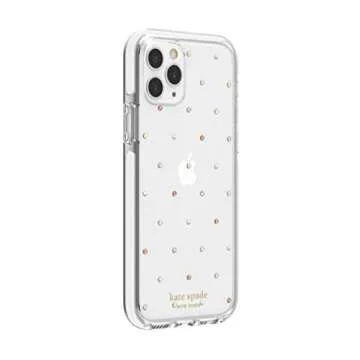 kate spade new york Pin Dot Case for iPhone 11 Pro,Polyurethane,Scratch-resistant - Defensive Hardshell with White Bumper