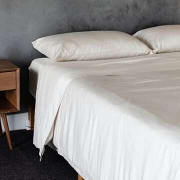 Cozy Earth Luxury Bed Sheet Set - 100% Viscose from Bamboo Fabric, Ultra-Soft & Breathable, Fits Reg...