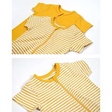 Teach Leanbh Baby Boys Girls 2-Pack Romper Jumpsuits Cotton 2 Way Zipper Short Sleeve Footless Sleep...