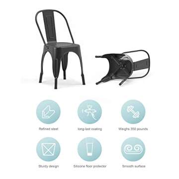 Stylish Set of 4 Nazhura Metal Dining Chairs