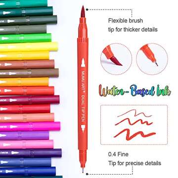 35 Dual Markers Pen for Adult Coloring Book, Coloring Brush Art Marker, Fine Tip Colored Pens for Bu...