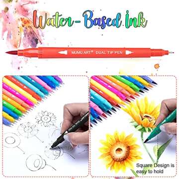 35 Dual Markers Pen for Adult Coloring Book, Coloring Brush Art Marker, Fine Tip Colored Pens for Bullet Journaling Drawing Planner